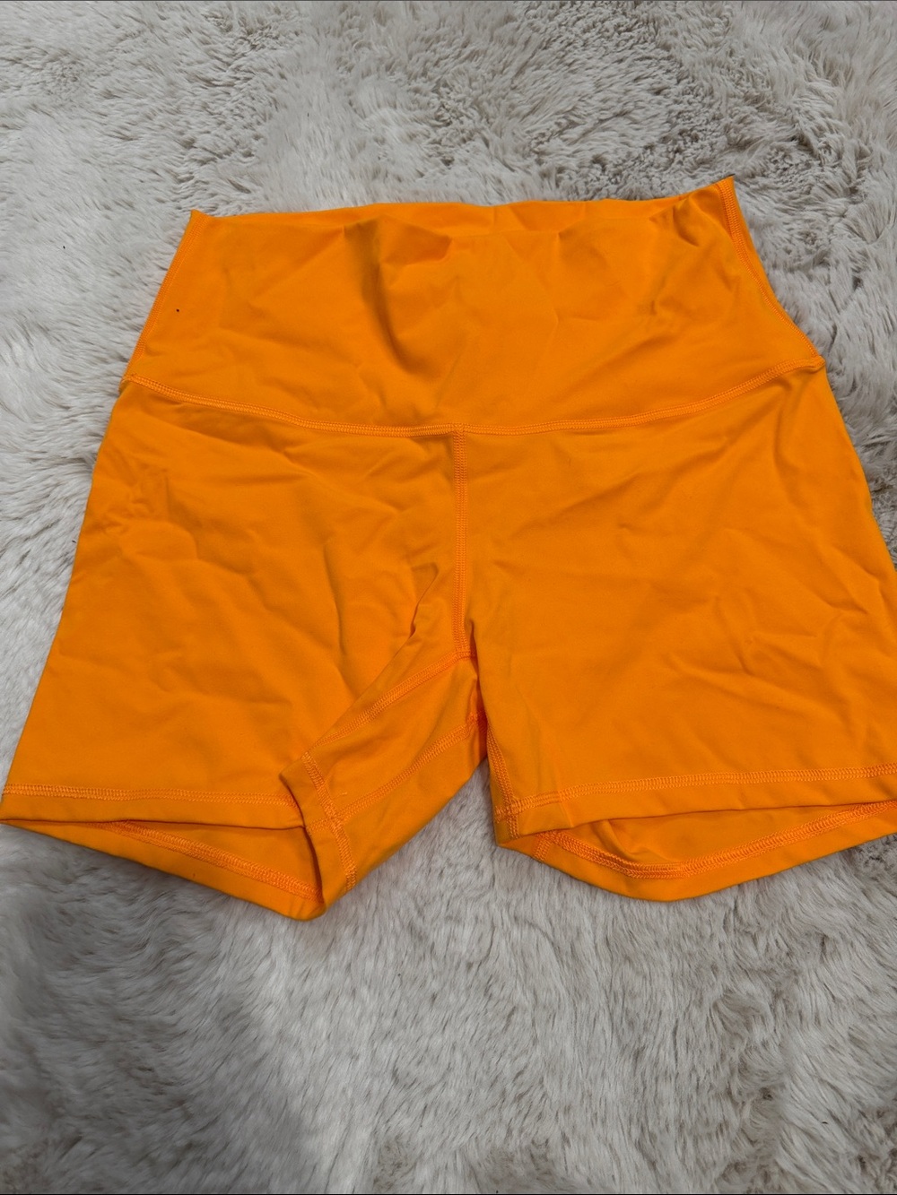Yelete Women's High-Waist Bike Shorts in Bright Orange
